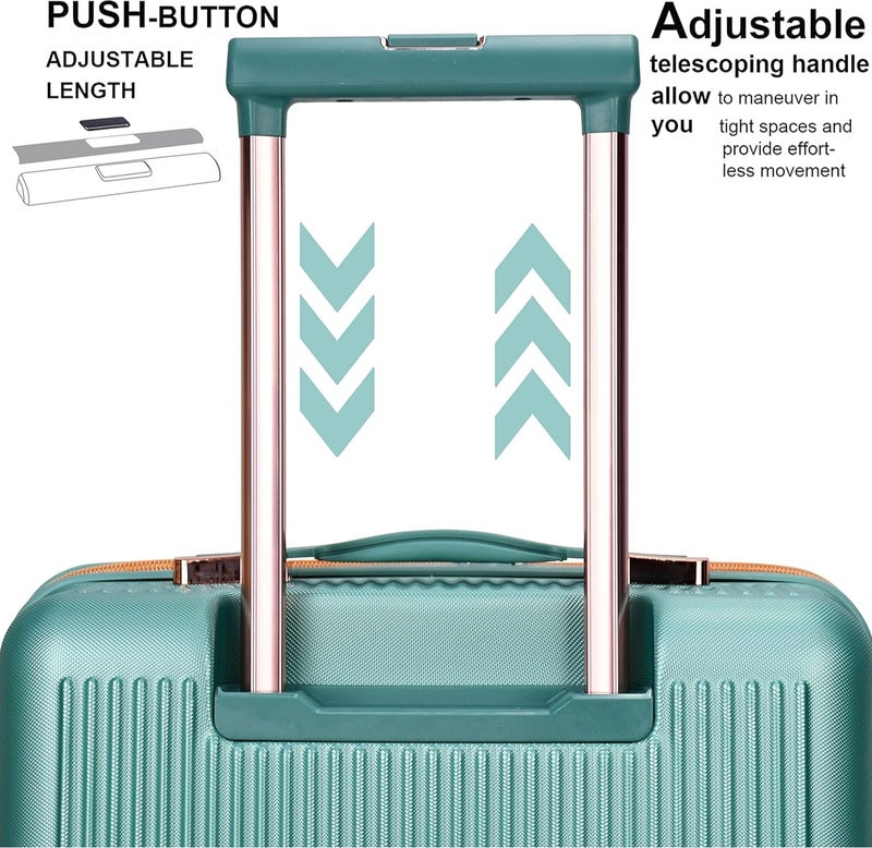 سيناتور حقيبة سفر بعجلات صلبة للجنسين من بلاستيك  خفيفة الوزن بـ  عجلات مزدوجة وقفل  مدمج  أخضر فاتح - Image 5